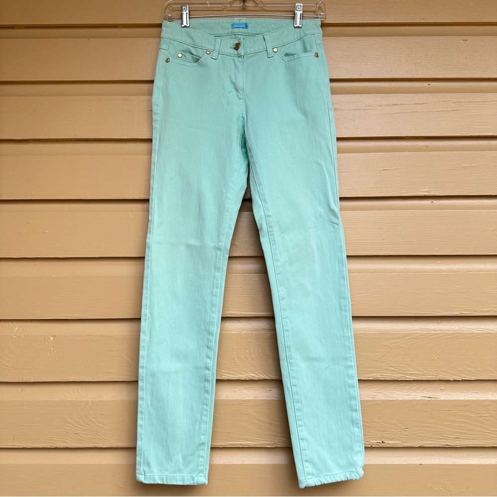 J. McLaughlin Aqua Blue Teal skinny straight leg Jeans pants Size 0 XS